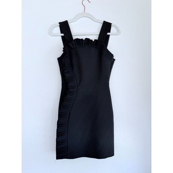 The Kooples Women's Ruffle Open Back Thick Strap Mini Dress in Black Sz 0 (US 2) - Picture 7 of 15